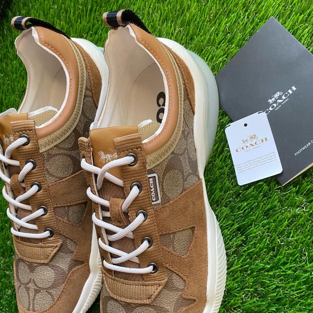 Coach Citysole Runner Sneakers, Sizes 8, 9, and 10. Color-Khaki Light Saddle - Picture 4 of 14